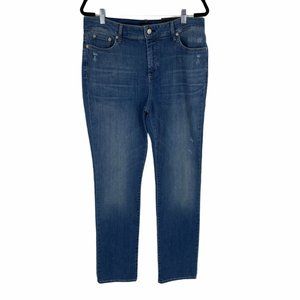 NYDJ Sheri High Waist Ripped Slim Stretch Ankle Jeans, Size 16 - Blue F118, L53